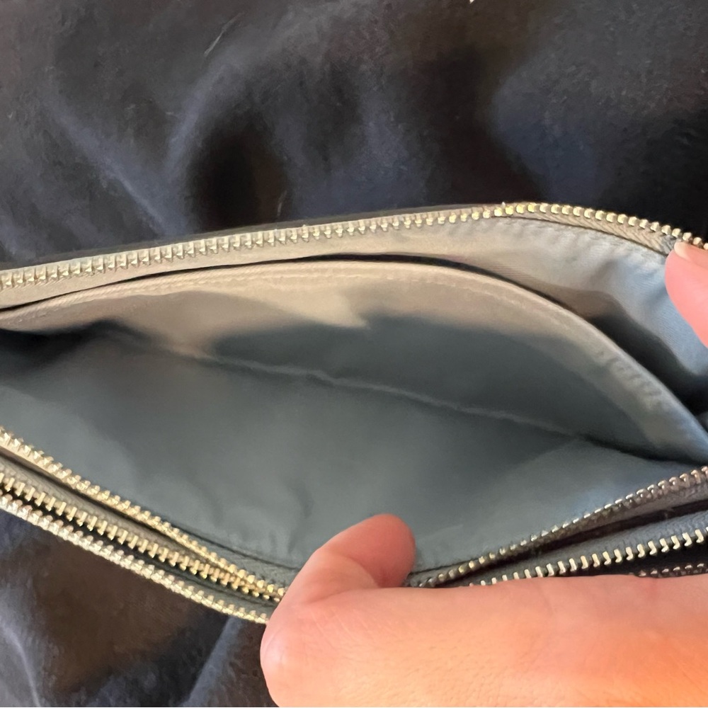 Coach Double Corner Zip Wristlet Pebbled Leather Light Blue - Picture 5 of 8